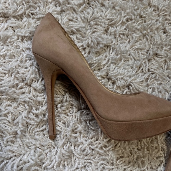 Jimmy Choo suede neutral pumps heels platform 37 US 7 beige tan - Picture 11 of 14